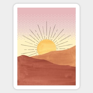 Abstract boho sunrise, pixel art Sticker